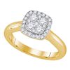 Image 1 : 1/2 CTW Round Diamond Cluster Bridal Wedding Engagement Ring 14kt Yellow Gold - REF-63T5K
