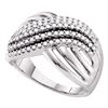 Image 1 : 1/2 CTW Round Diamond Crossover Strand Ring 14kt White Gold - REF-65Y9X