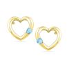 Image 1 : 1/8 CTW Round Lab-Created Blue Topaz Heart Earrings 10kt Yellow Gold - REF-13N2Y