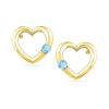 Image 1 : 1/8 CTW Round Lab-Created Blue Topaz Heart Earrings 10kt Yellow Gold - REF-13N2Y