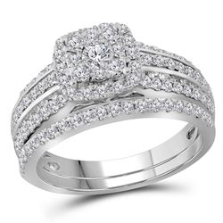 1 CTW Round Diamond Double Halo Bridal Wedding Engagement Ring 14kt White Gold - REF-87A5N