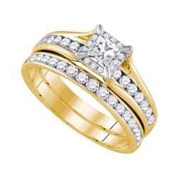 1 CTW Princess Diamond Bridal Wedding Engagement Ring 14kt Yellow Gold - REF-101H9W