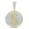Image 1 : 1 CTW Mens Round Diamond Dollar Sign Circle Charm Pendant 10kt Yellow Gold - REF-77K9R