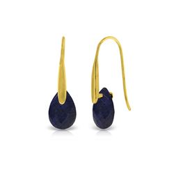 Genuine 8 ctw Sapphire Earrings 14KT Yellow Gold - REF-47T4A