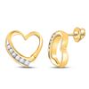 Image 1 : 1/10 CTW Round Diamond Heart Earrings 10kt Yellow Gold - REF-14W4F