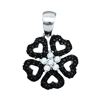 Image 1 : 1/3 CTW Round Black Color Enhanced Diamond Heart Circle Pendant 10kt White Gold - REF-14Y4X