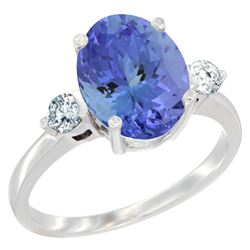 2.59 CTW Tanzanite & Diamond Ring 14K White Gold - REF-104R5H