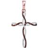 Image 1 : 1/4 CTW Round Red Color Enhanced Diamond Cross Pendant 10kt Rose Gold - REF-24R3H