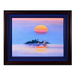 H. Leung, "Island Mirage" Framed Hand Embellished Limited Edition on Canvas, Numbered and Hand Signe