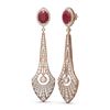 Image 2 : 9.69 ctw Ruby & Diamond Earrings 18K Rose Gold