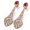 Image 3 : 9.69 ctw Ruby & Diamond Earrings 18K Rose Gold