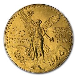 1944 Mexico Gold 50 Pesos BU