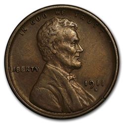1911-S Lincoln Cent XF