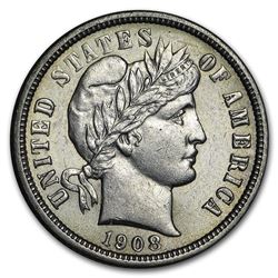 1908 Barber Dime AU