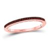 Image 1 : 10kt Rose Gold Womens Round Red Color Enhanced Diamond Band Ring 1/12 Cttw