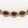 Image 3 : 50.08 ctw Garnet & Diamond Micro Pave Halo Necklace 10k Yellow Gold