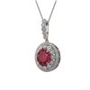 Image 1 : 8.66 ctw Certified Ruby & Diamond Victorian Necklace 14K White Gold