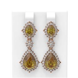 9.38 ctw Canary Citrine & Diamond Earrings 18K Rose Gold
