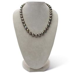 Dark Peacock and Cherry Drop-Shaped Baroque Tahitian Pearl Necklace, 18", 9.1-11.0mm, AA+/AAA Qualit
