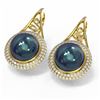 Image 3 : 2 ctw Diamond & Pearl Earrings 18K Yellow Gold