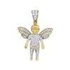 Image 1 : 10kt Yellow Gold Mens Round Diamond Guardian Angel Charm Pendant 1/3 Cttw