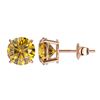 Image 2 : 2.11 ctw Certified Intense Yellow Diamond Stud Earrings 10k Rose Gold