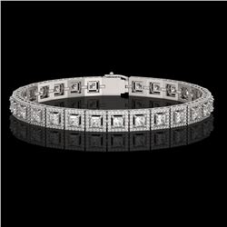 10.8 ctw Princess Cut Diamond Micro Pave Bracelet 18K White Gold