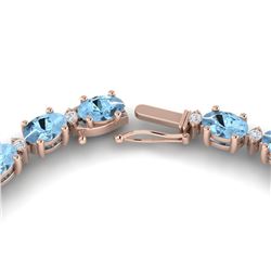 24 ctw Aquamarine & VS/SI Diamond Eternity Necklace 10k Rose Gold
