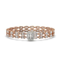 13.04 ctw Emerald Cut & Oval Diamond Bracelet 18K Rose Gold