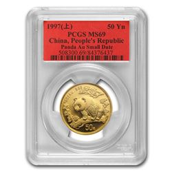 1997 China 1/2 oz Gold Panda MS-69 PCGS (Small Date)