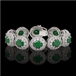 49.17 ctw Emerald & Diamond Victorian Bracelet 14K White Gold
