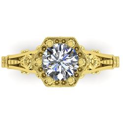 1 ctw Solitaire Certified VS/SI Diamond Ring Art Deco 14k Yellow Gold