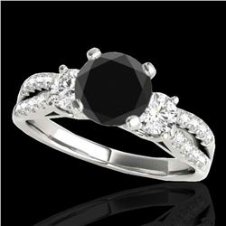 1.75 ctw Certified VS Black Diamond 3 Stone Ring 10k White Gold