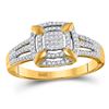 Image 1 : 10kt Yellow Gold Womens Round Diamond Square Frame Cluster Ring 1/4 Cttw
