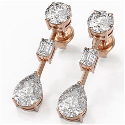 3.5 ctw Pear Cut Diamond Designer Earrings 18K Rose Gold