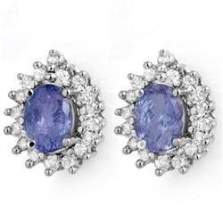 3.63 ctw Tanzanite & Diamond Earrings 14k White Gold