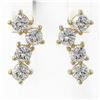 Image 2 : 4 ctw Cushion Diamond Earrings 18K Yellow Gold