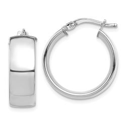 14k White Gold Hoop Earrings - 7x19 mm