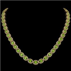 31.1 ctw Peridot & Diamond Micro Pave Halo Necklace 10k Yellow Gold