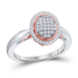 10kt Two-tone Gold Womens Round Diamond Oval Cluster Ring 1/5 Cttw