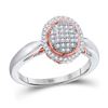 Image 1 : 10kt Two-tone Gold Womens Round Diamond Oval Cluster Ring 1/5 Cttw