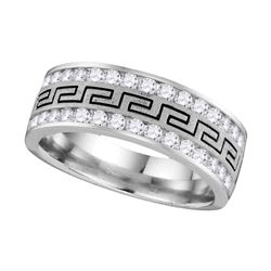 14kt White Gold Mens Round Diamond Grecco Wedding Anniversary Band 3/4 Cttw