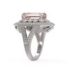 Image 3 : 6.08 ctw Certified Morganite & Diamond Victorian Ring 14K White Gold