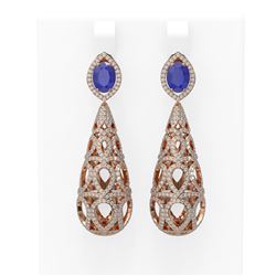 7.82 ctw Sapphire & Diamond Earrings 18K Rose Gold
