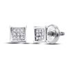 Image 1 : Sterling Silver Unisex Round Diamond Kite Cluster Stud Earrings 1/20 Cttw