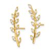 Image 2 : 14k Yellow Gold Cubic Zirconia Fern Ear Climber Earrings