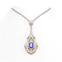 10.47 ctw Sapphire & Diamond Necklace 18K Rose Gold