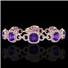 Image 1 : 30 ctw Amethyst & Micro VS/SI Diamond Bracelet 14k Rose Gold