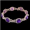 Image 2 : 30 ctw Amethyst & Micro VS/SI Diamond Bracelet 14k Rose Gold