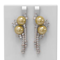 6.17 ctw Diamond & Pearl Earrings 18K Rose Gold